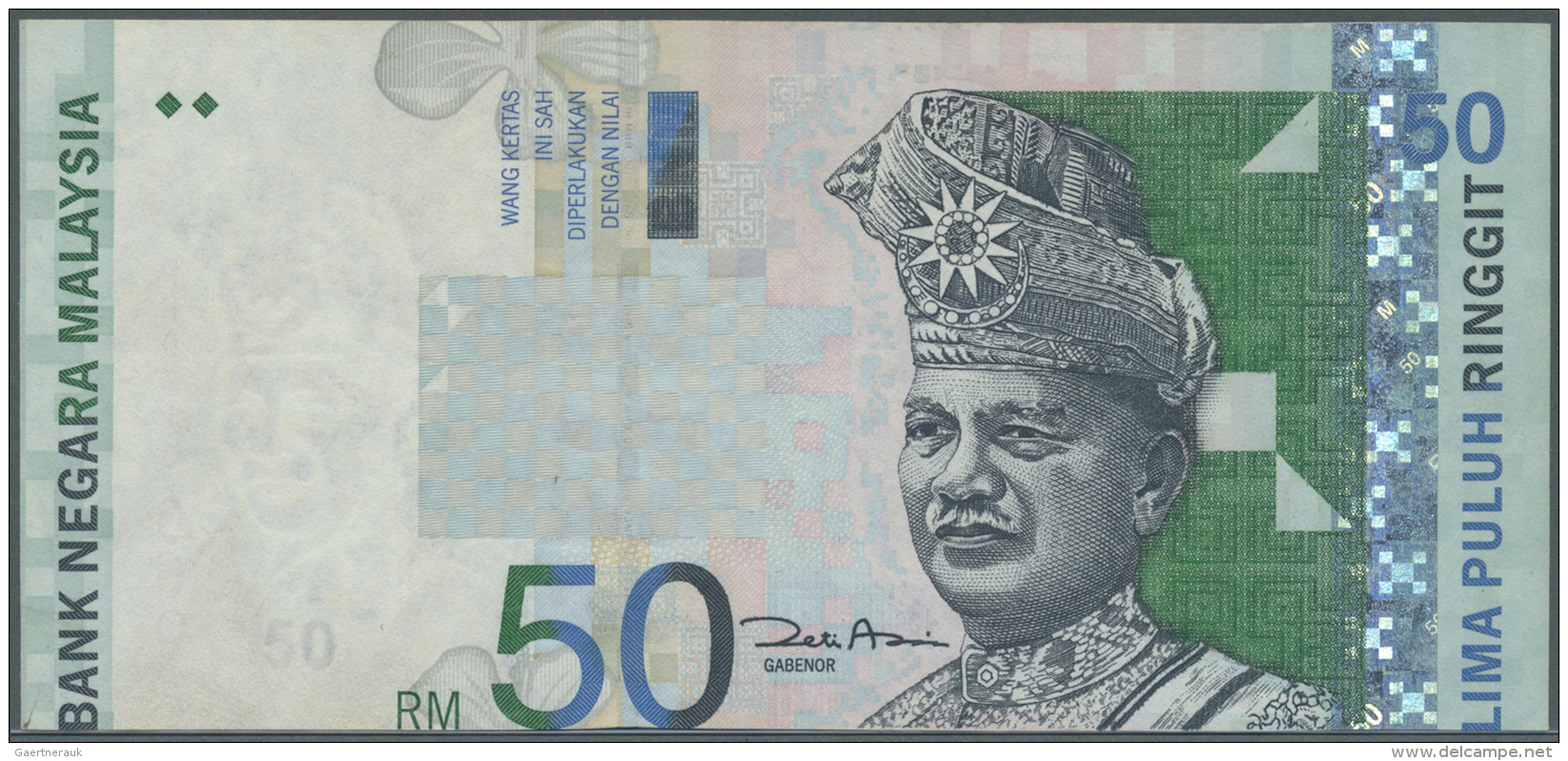 Malaysia: 50 Ringgit ND(1998-2001) P. 43 Error Print, Front Print Is Shiftet As Well As The Back Print, Circulated Note - Malaysie