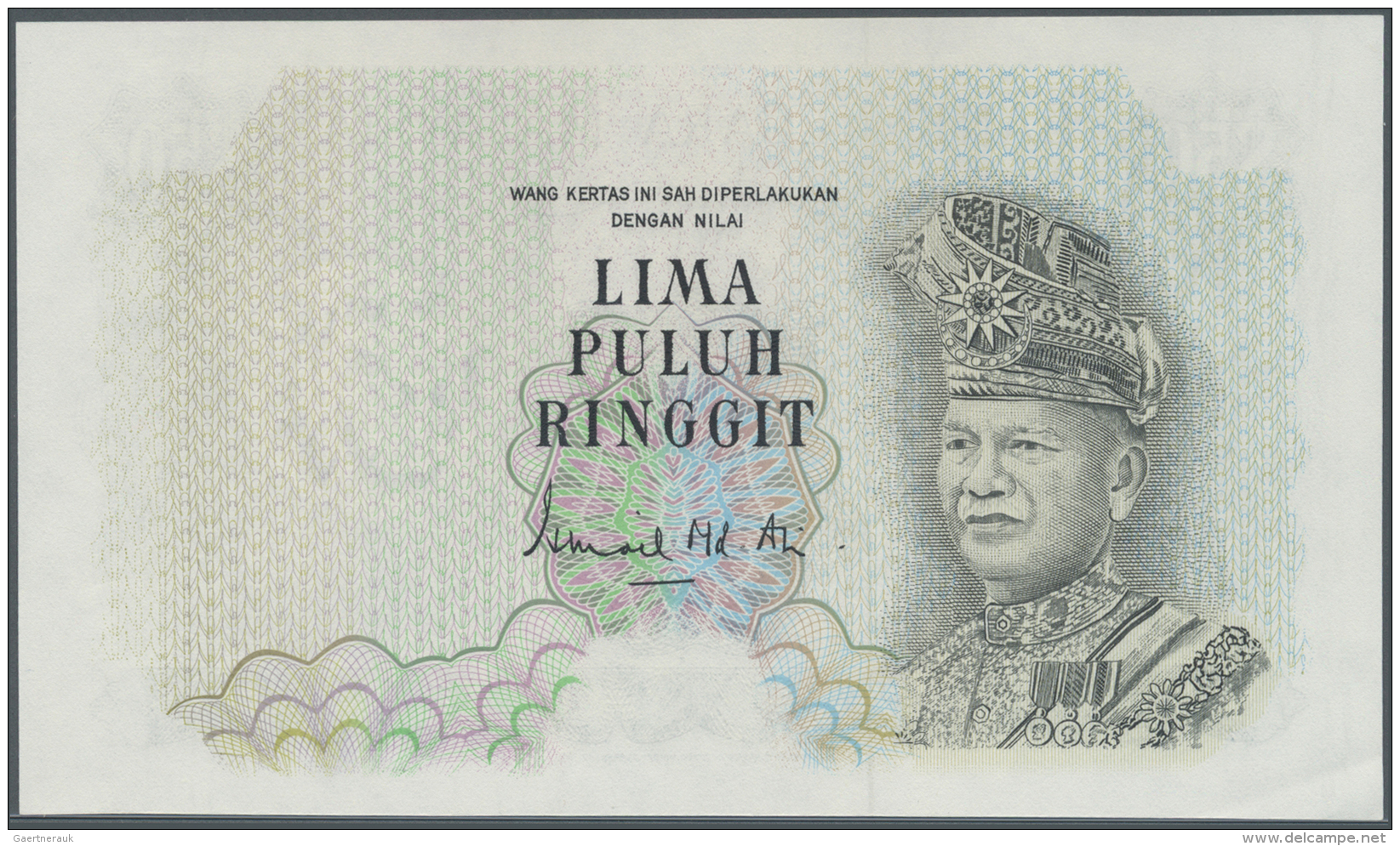 Malaysia: Very Rare Proof Print Of 50 Ringgit ND(1976 &amp; 1981) P. 16p, Printed Without Serial Numbers, Back Side Full - Malesia