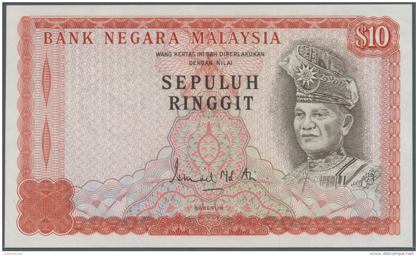 Malaysia: Very Rare Proof Print Of 10 Ringgit ND(1976 &amp; 1981) P. 15p, Printed W/o Serial Numbers, With Watermark, A - Malaysie