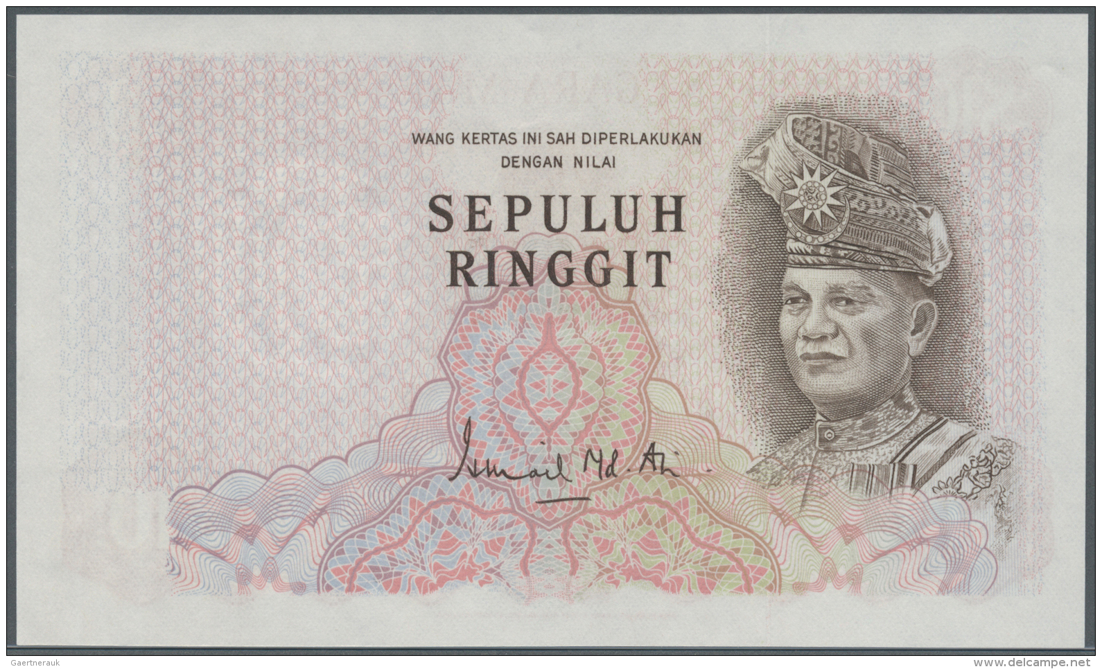 Malaysia: Very Rare Proof Print Of 10 Ringgit ND(1976 &amp; 1981) P. 15p, Printed Without Serial Numbers, With Watermark - Malaysie