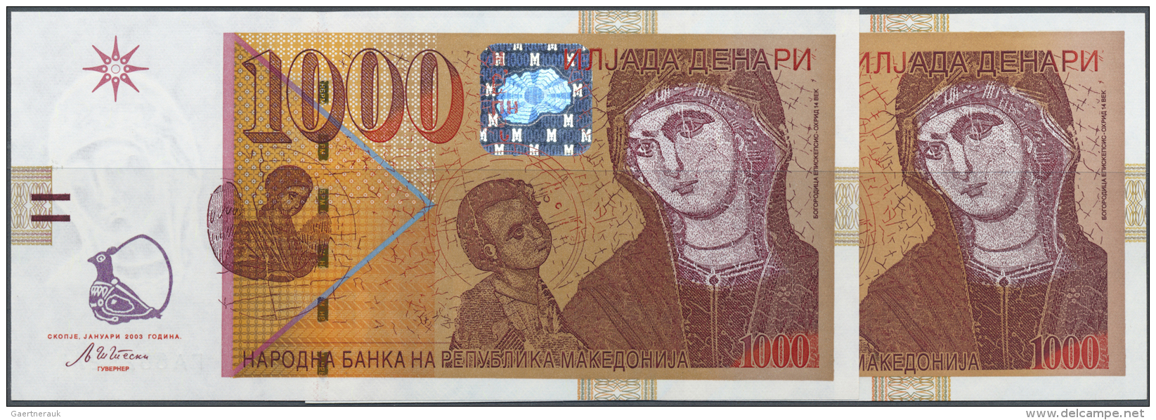 Macedonia / Mazedonien: Set Of 2 Notes 1000 Dinara 1996 And 2003 P. 18a, 22a, Both In Condition: UNC. (2 Pcs) - Macedonia Del Nord
