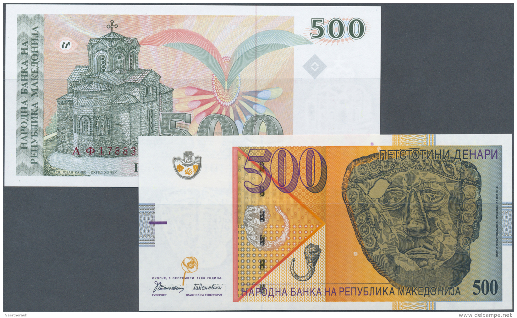 Macedonia / Mazedonien: Set Of 2 Notes Containing 500 Dinara 1993 P. 13a And 500 Dinara 1996 P. 17a, Both In Condition: - Macédoine Du Nord