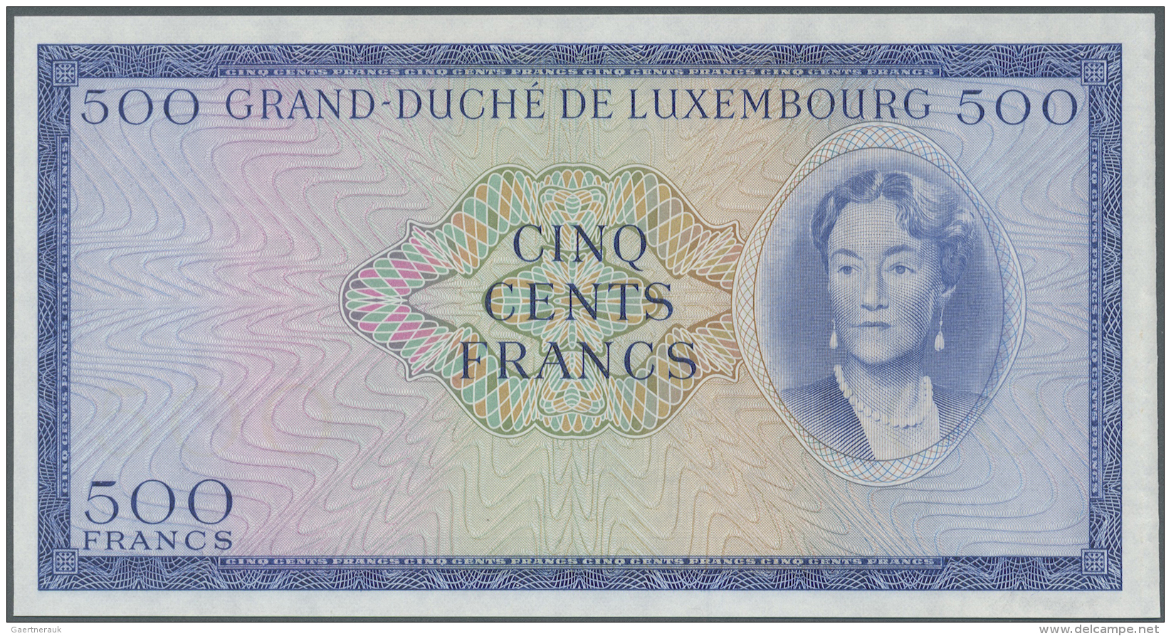 Luxembourg: Proof Of 500 Francs ND P. 52B(p). This Banknote Was Planned As A Part Of The 1960s Series Of Banknotes For L - Luxembourg