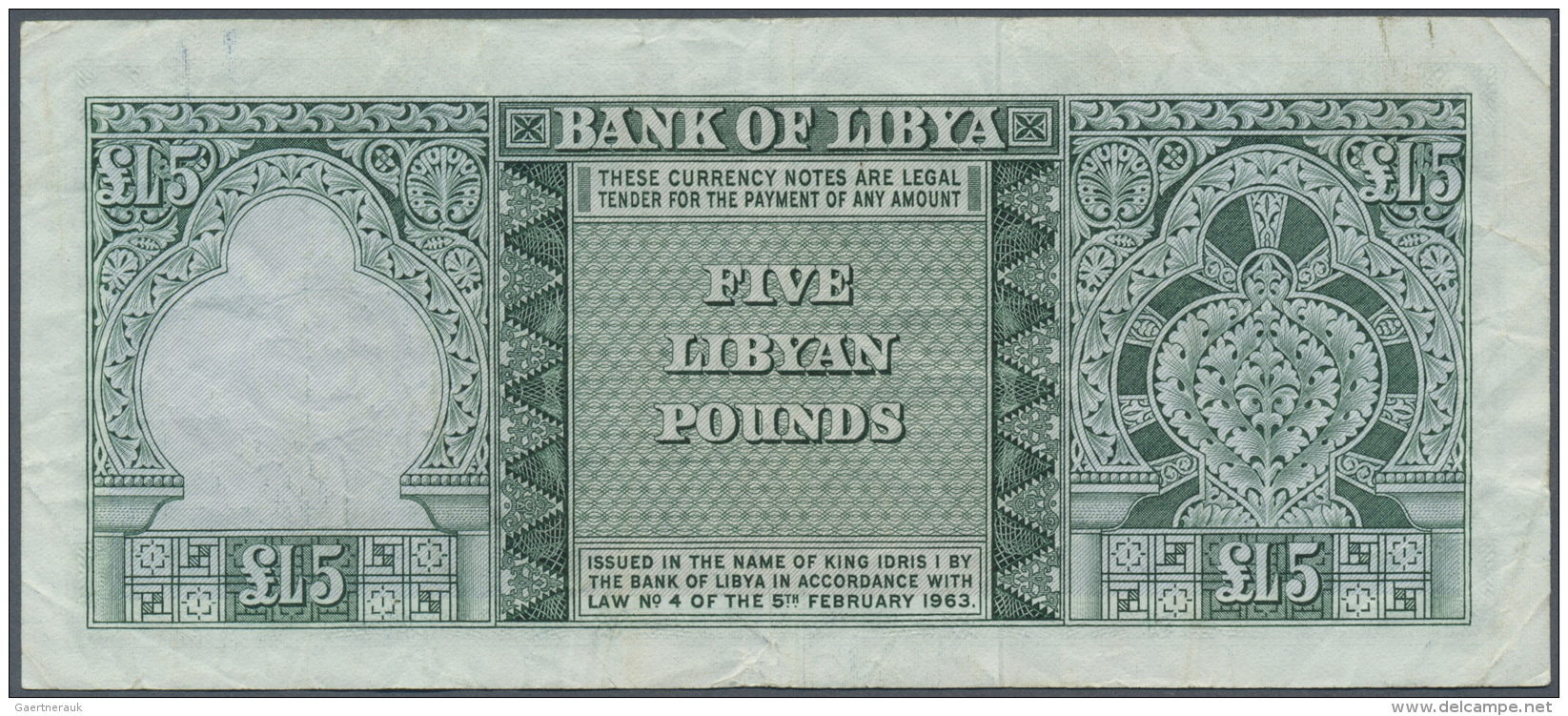 Libya / Libyen: 5 Pounds L.1963 P. 31, Used With Folds And Creases, No Holes Or Tears, Still Strong Paper And Original C - Libye