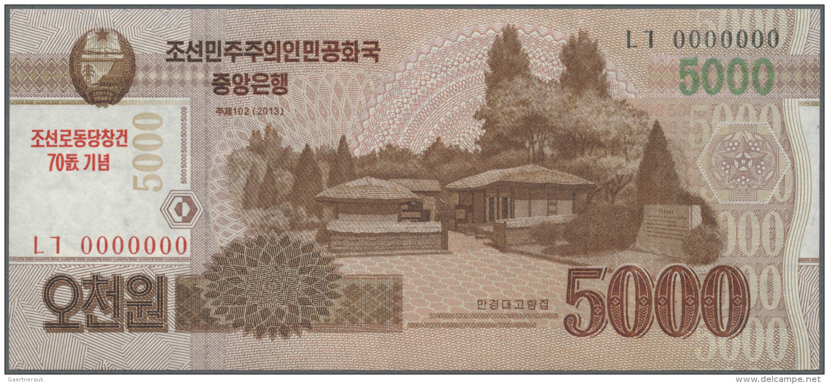 Korea: Complete Bundle Of 100 Pcs 5000 Won Specimen P. New Dated 2013, Zero Serial Numbers, All In Condition: UNC. (100 - Corea Del Sud