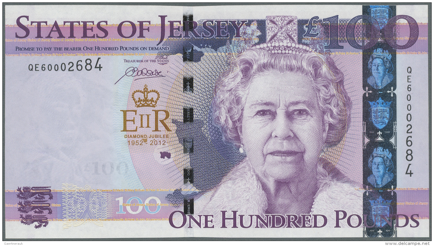 Jersey: 100 Pounds 2012 P. 37a Commemorative Issue In Great Crisp Original Condition: UNC. - Autres & Non Classés