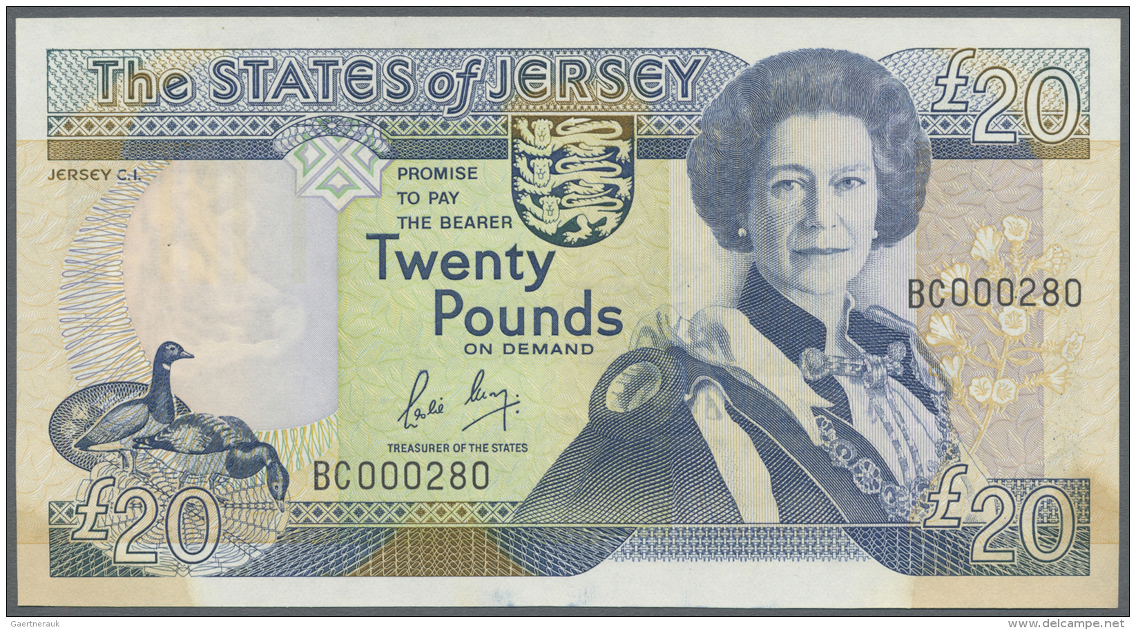 Jersey: 20 Pounds ND(1989) P. 18a, Light Dint At Lower Right, Stains At Lower Left And Right Corner, Condition: XF. - Autres & Non Classés