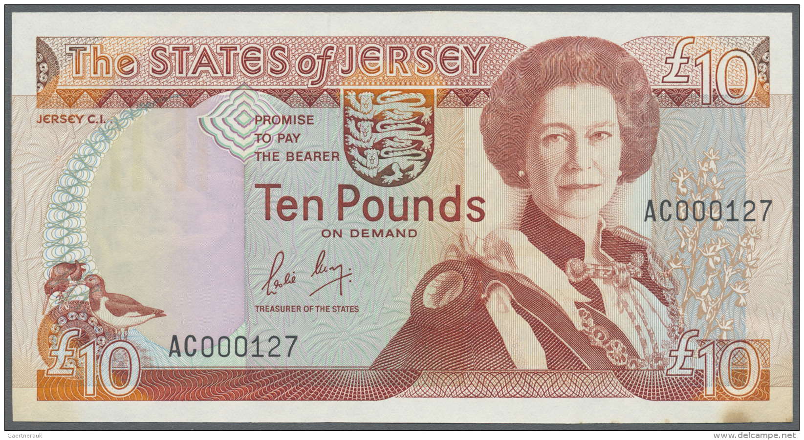 Jersey: 10 Pounds ND(1989) P. 17a, Low Serial #000127, Light Dints In Paper, Light Staining At Lower Right, Condition: X - Altri & Non Classificati