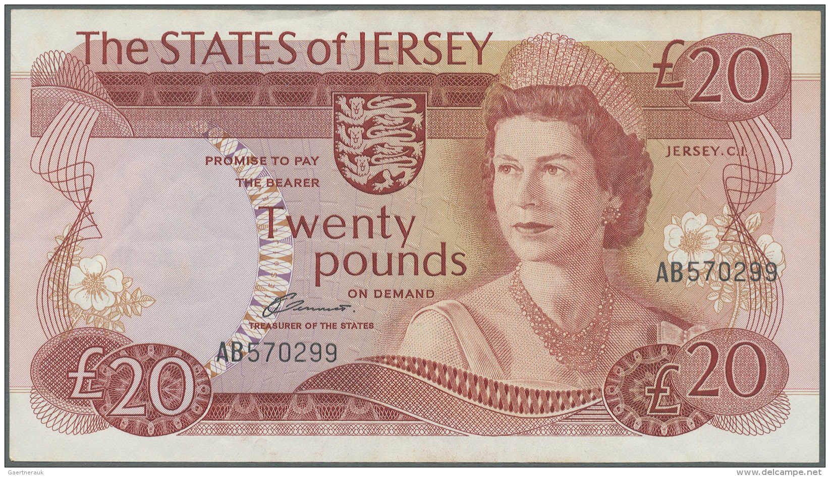 Jersey: 20 Pounds ND(1976-88) P. 14a, Slight Dints In Paper Slightly Stained And Some Creases Along The Top Border, Stil - Autres & Non Classés