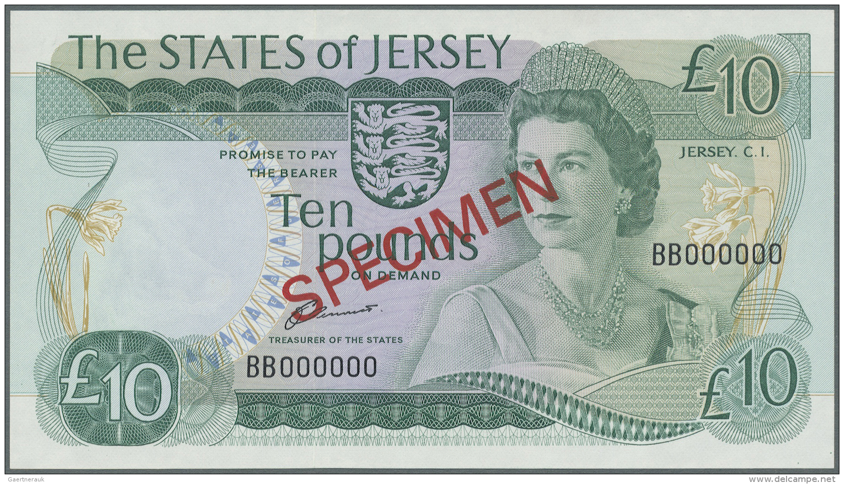 Jersey: 10 Pounds ND(1976-88) Specimen P. 13s In Great Crisp Original Condition: UNC. - Autres & Non Classés