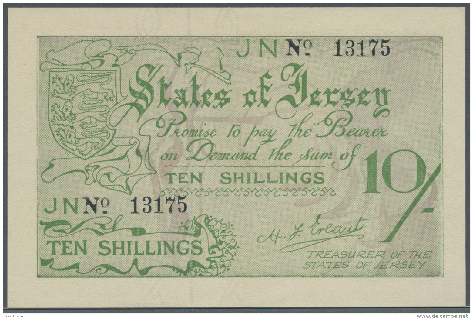 Jersey: 10 Shillings ND(1941-42), P.5 In Perfect UNC Condition - Autres & Non Classés