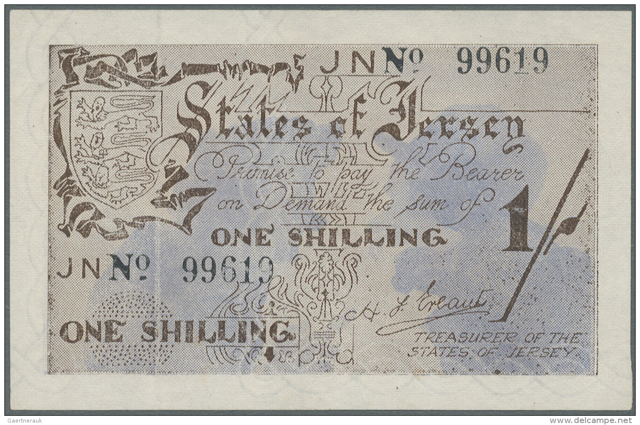 Jersey: 1 Shilling ND(1941-42) P. 2a, Light Handling In Paper, Condition: AUNC. - Autres & Non Classés