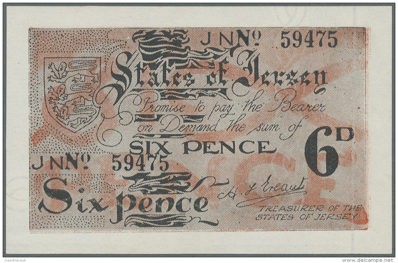 Jersey: 6 Pence ND(1941-42) P. 1a, In Great Crisp Original Condition: UNC. - Autres & Non Classés