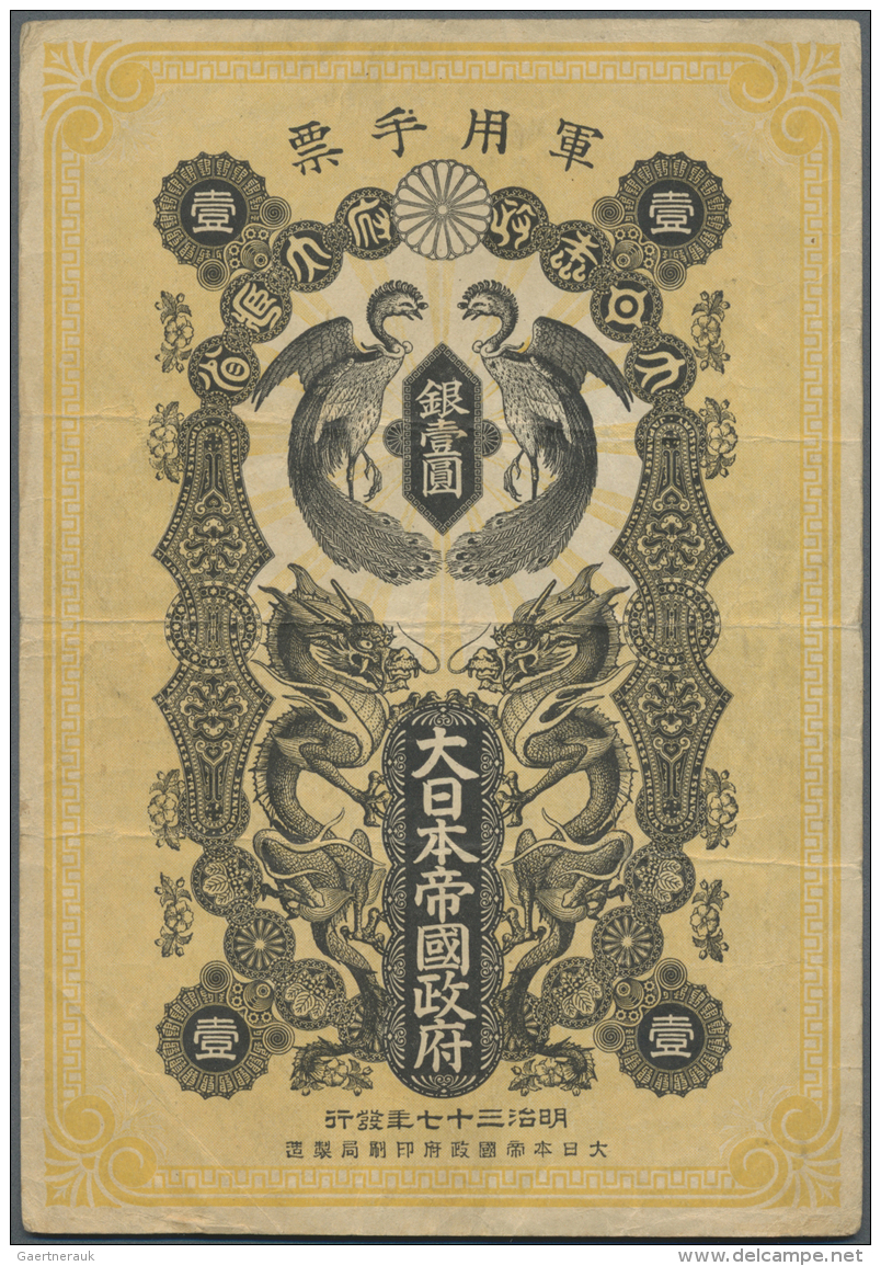 Japan: 1 Yen 1904 P. M4b, Used With Several Folds But Without Holes Or Tears, Strongness In Paper, Bright Colors, Condit - Giappone