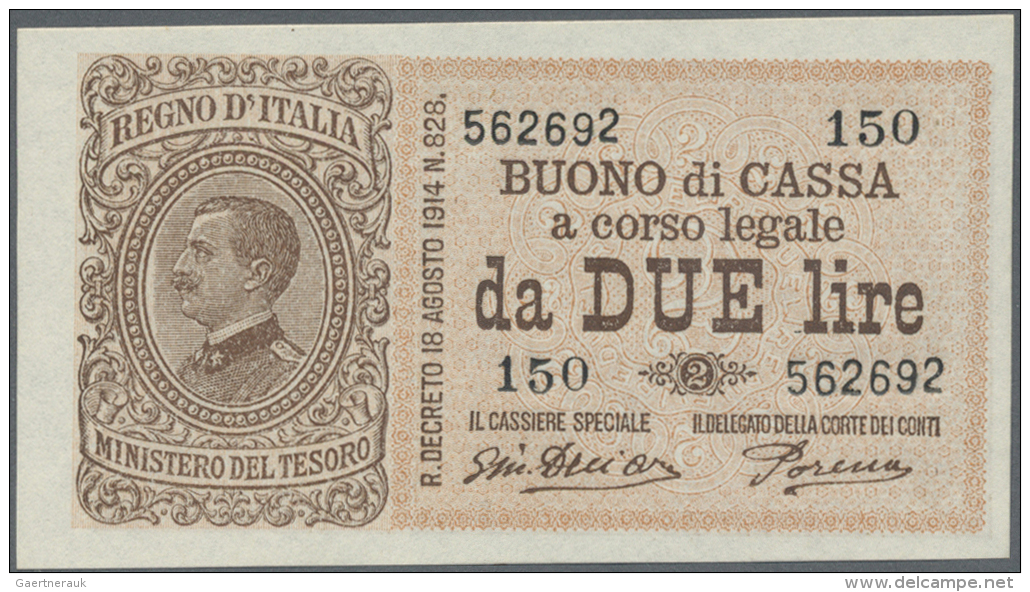 Italy / Italien: 2 Lire 1914, P.37c In Perfect UNC Condition - Autres & Non Classés