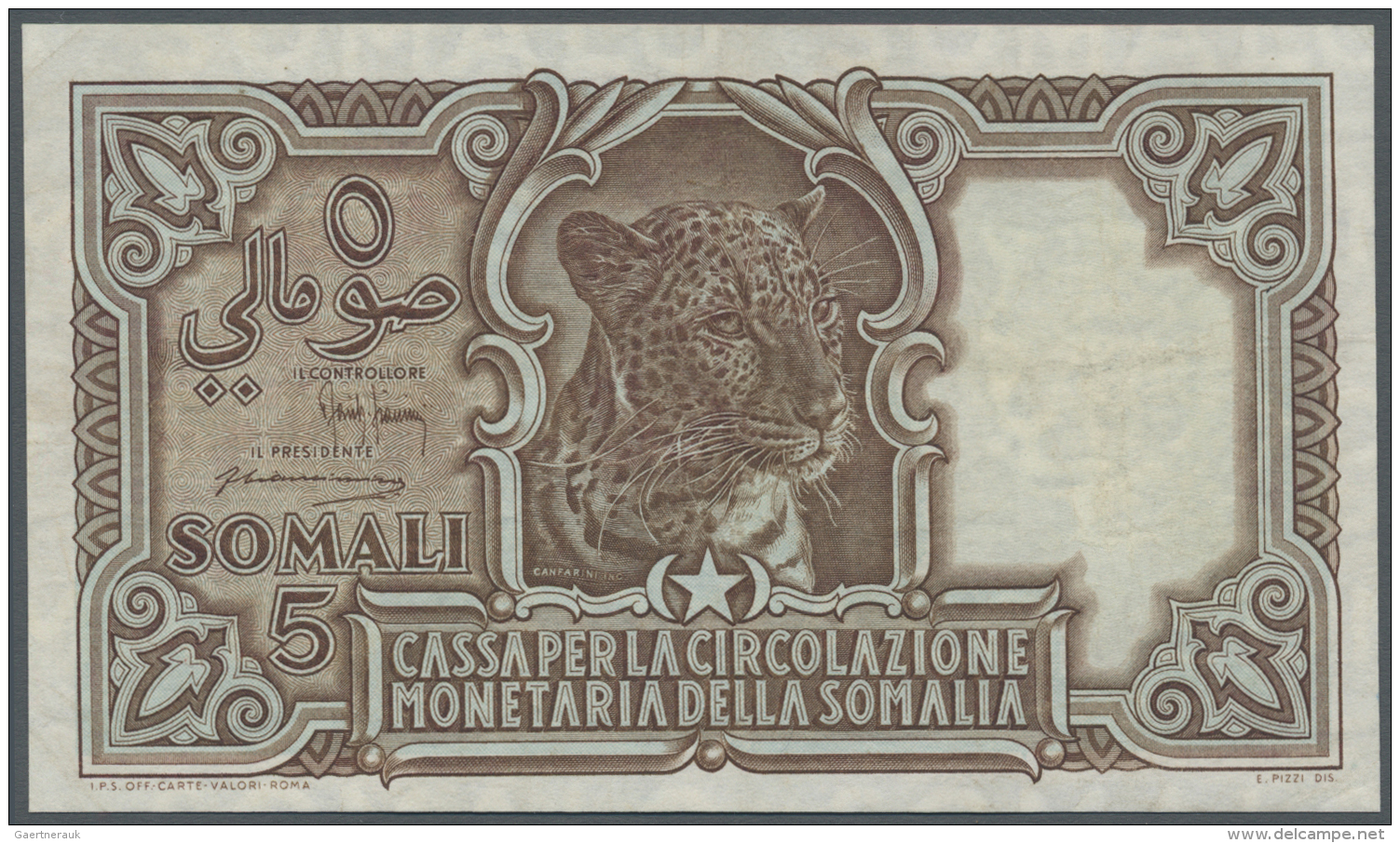 Italian Somaliland: Cassa Per La Circolazione Monetaria Della Somalia 5 Somali 1951, P.16, Very Nice Looking Note With A - Somalie