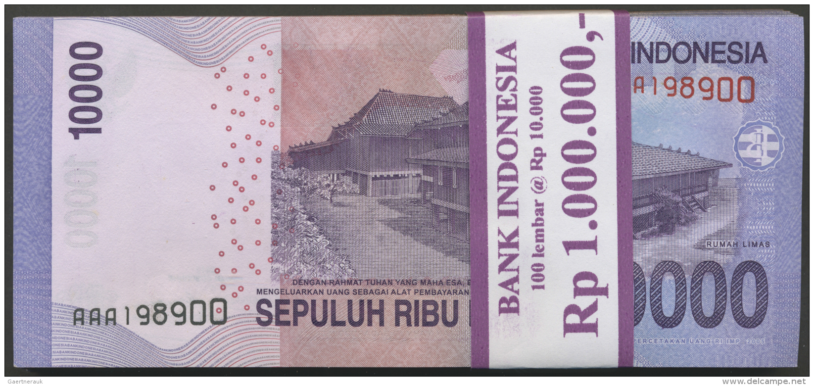 Indonesia / Indonesien: 2005. 100 Banknotes IDR 10.000 With Prefix "AAA". 198801-900. UNC. Emission 2010. Sultan Mahmud - Indonesia