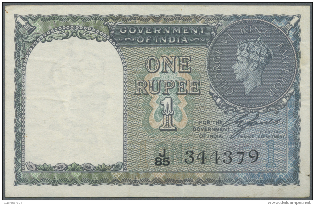 India / Indien: 1 Rupee ND P. 25a, Folded With Handling In Paper, 2 Usual Pinholes At Left, Condition: VF. - Inde