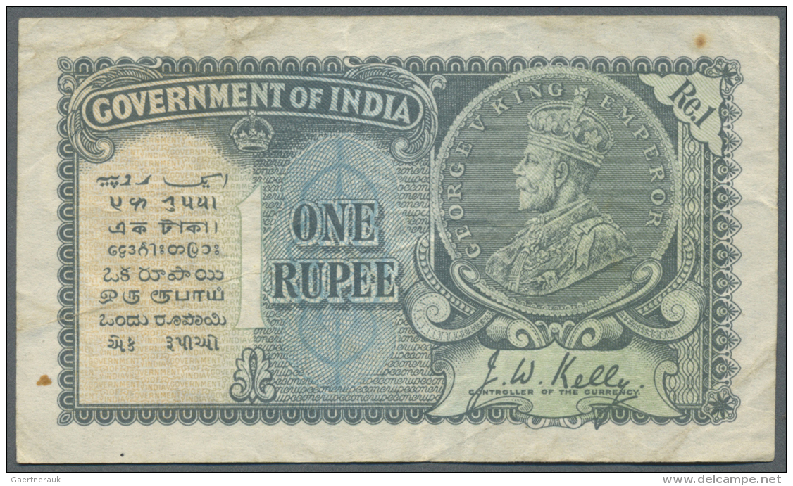 India / Indien: 1 Rupee 1935 With Watermark Portrai King George V, P.14a, Still Nice Condition With Several Folds, Some - Inde
