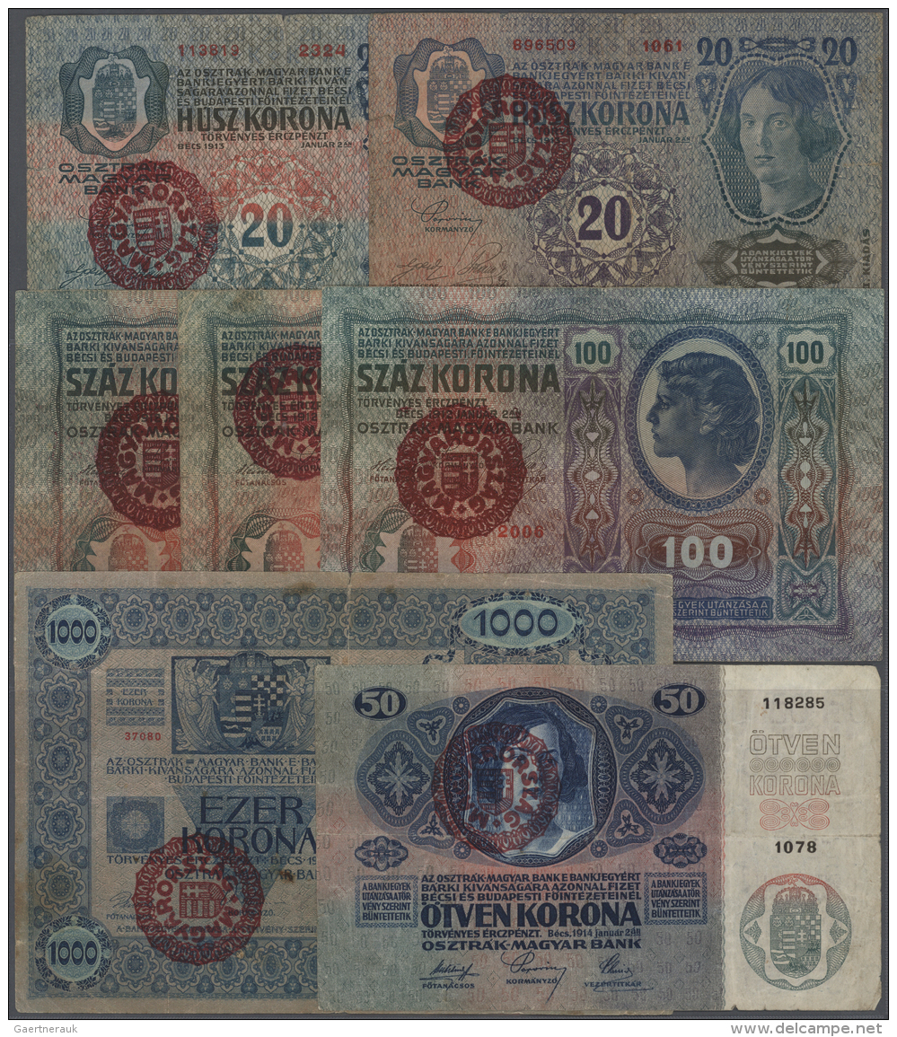 Hungary / Ungarn: Set With 7 Banknotes 20 Korona, 20 Korona 2nd Issue, 50 Korona, 3 X 100 Korona And 1000 Korona ND(1920 - Ungheria