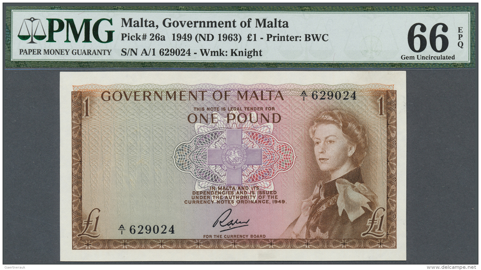 Great Britain / Gro&szlig;britannien: 1 Pound ND(1963) P. 26a, PMG Graded 66 Gem UNC EPQ. - Altri & Non Classificati