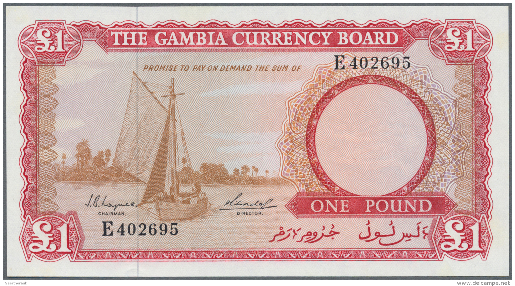 Gambia: 1 Pound ND P. 2, 2 Light Dints In Paper, Condition: AUNC. - Gambie