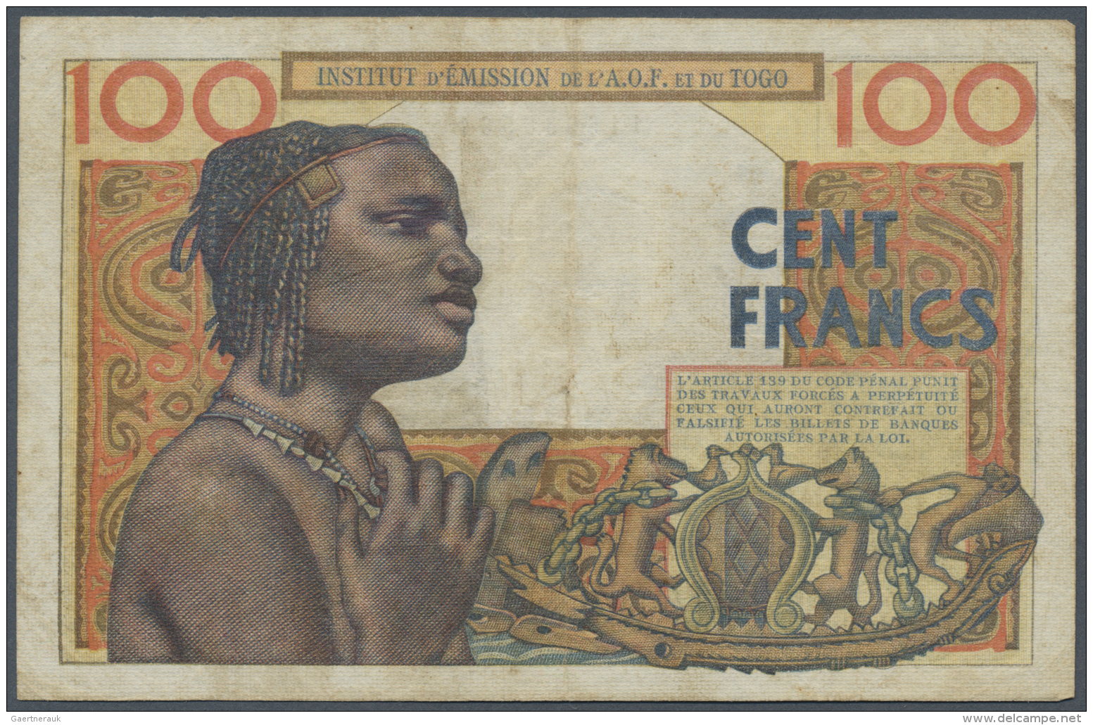 French West Africa / Franz&ouml;sisch Westafrika: 100 Francs 1957 Institut D'Emission De L'A.O.F. Et Du Togo, Used With - États D'Afrique De L'Ouest