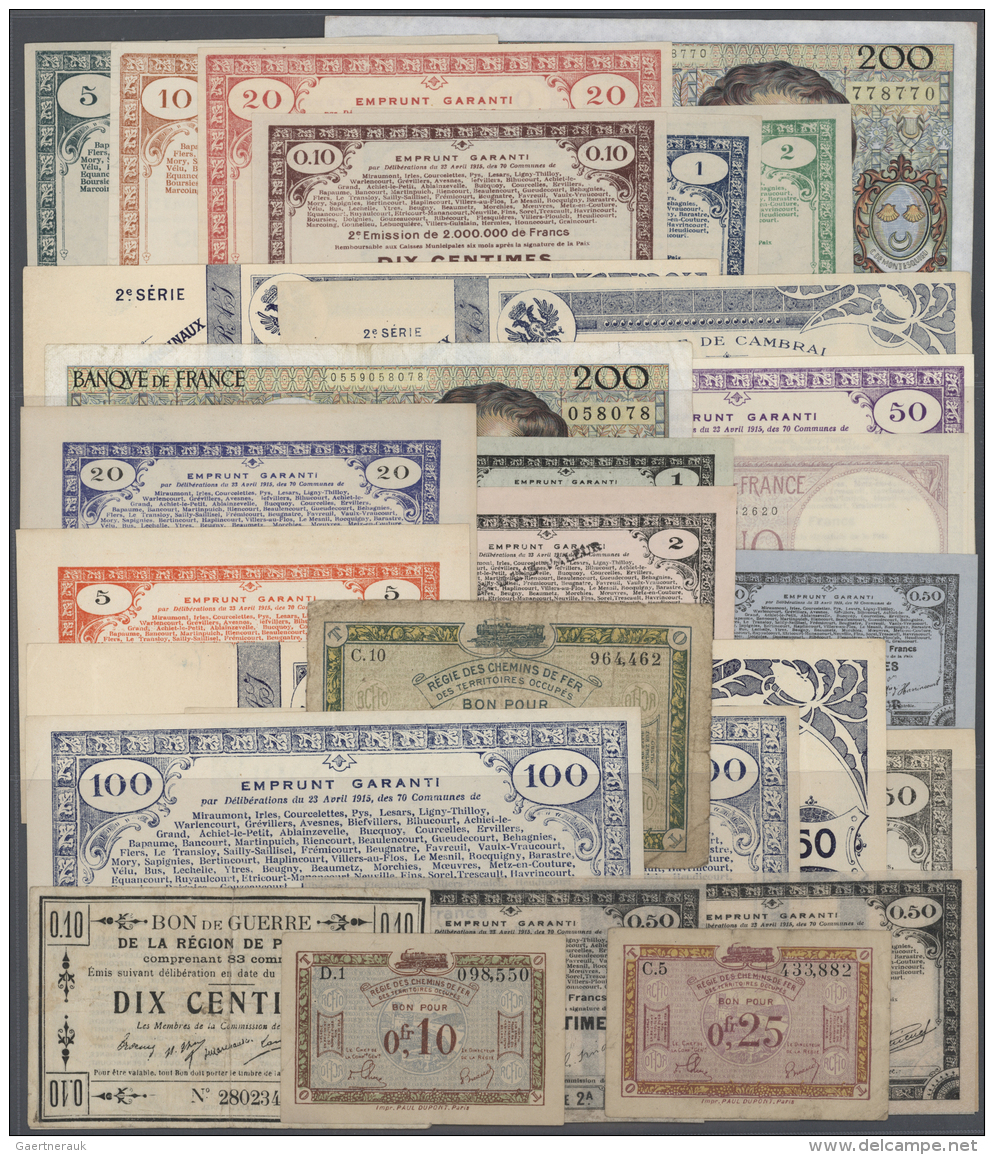 France / Frankreich: Interesting Lot With 27 Banknotes And Regional Notgeld France From About 1914 Till 1988 Containing - Altri & Non Classificati