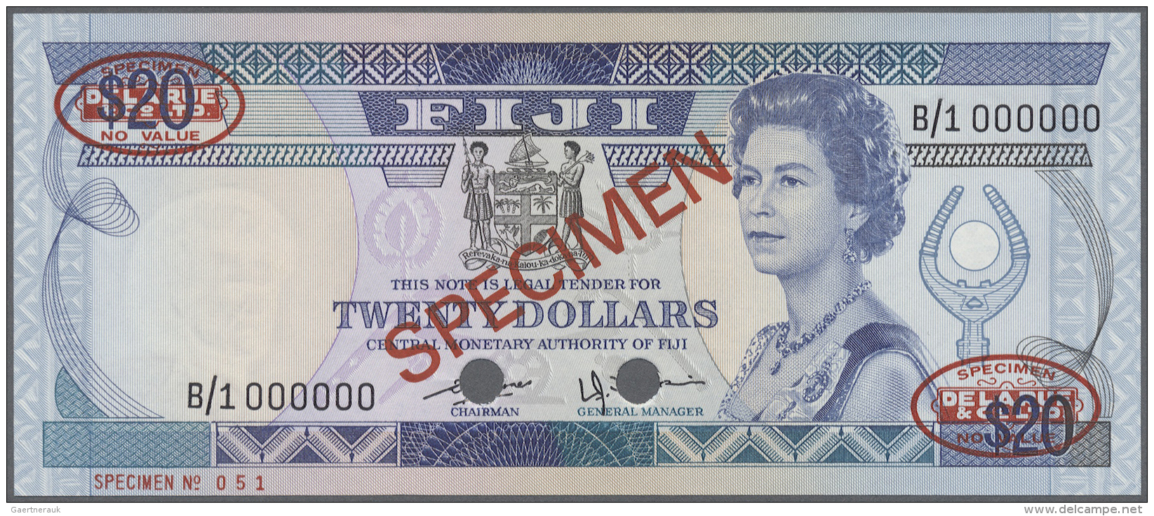 Fiji: 20 Dollars ND (1980) Specimen P. 80s, Highest Denomination Of This Series, With Red "Specimen" Overprint At Center - Fiji