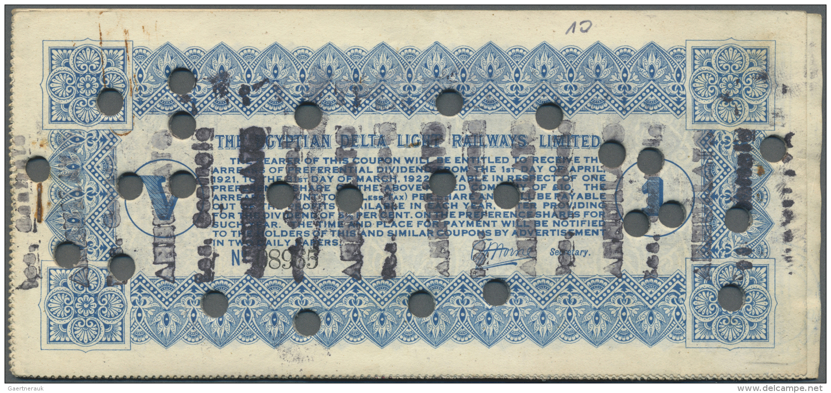 Egypt / &Auml;gypten: Set Of 10 Pcs "The Egyptian Delta Light Railways Ltd" Coupons, All Cancelled With Many Cancellatio - Egypte