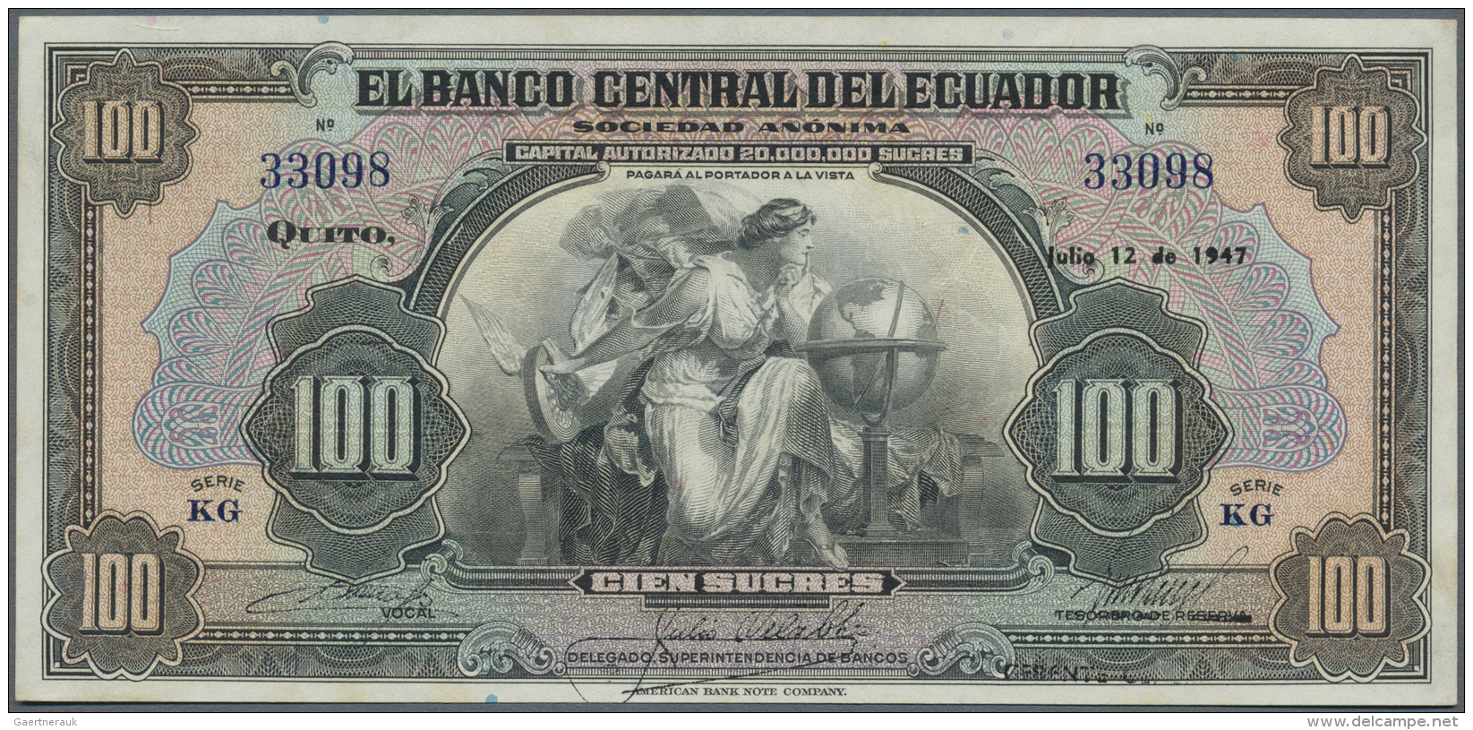 Ecuador: 1000 Sucres 1947 P. 95c In Crisp Original Condition: UNC. - Equateur