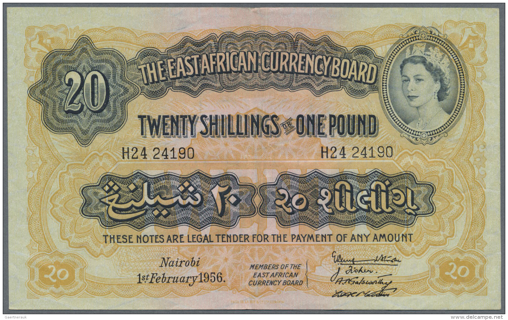 East Africa / Ost-Afrika: East Africa: 20 Shillings 1956, Printer Thomas De La Rue - London, P.35, Very Nice Looking Not - Autres - Afrique