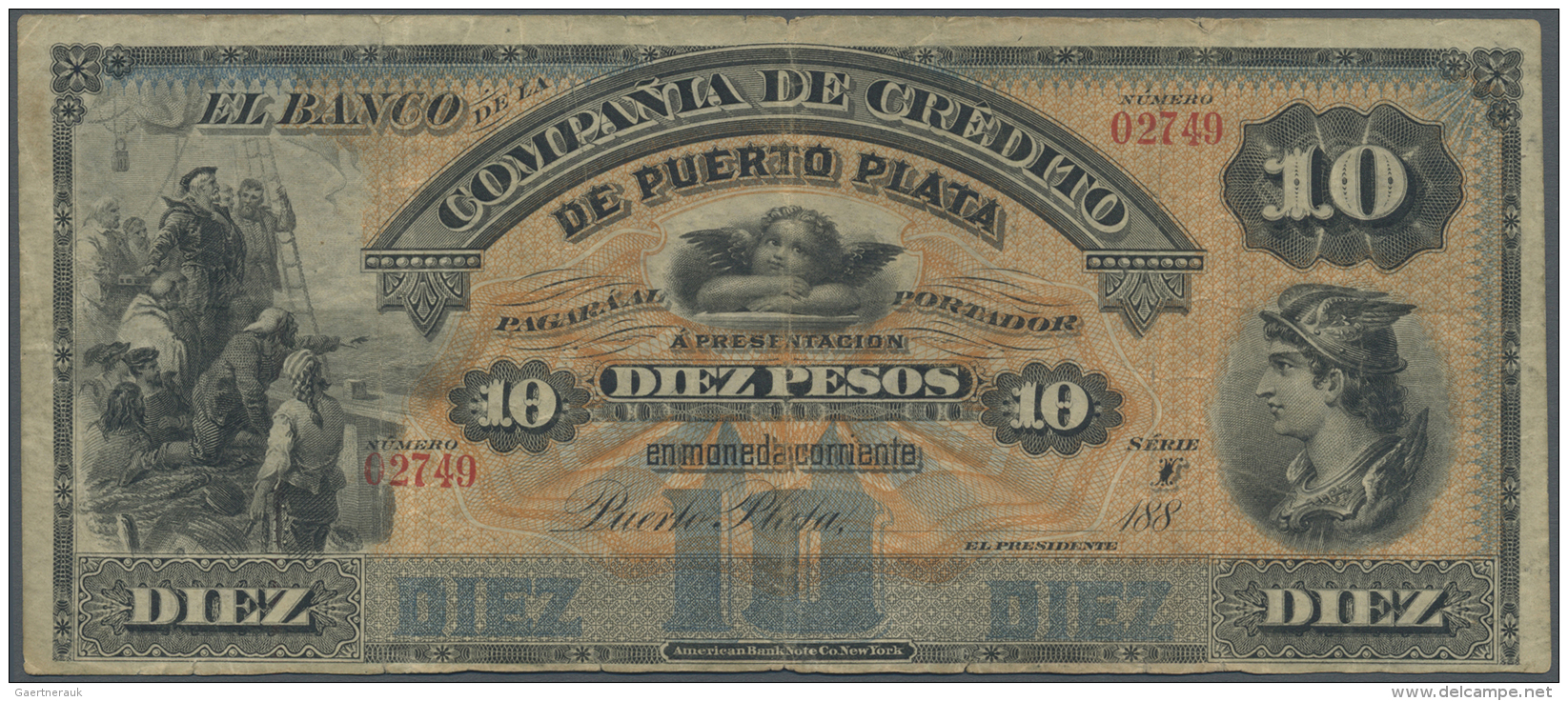 Dominican Republic / Dominikanische Republik:  Banco De La Compa&ntilde;ia De Cr&eacute;dito De Puerto Plata 10 Pesos 18 - Repubblica Dominicana
