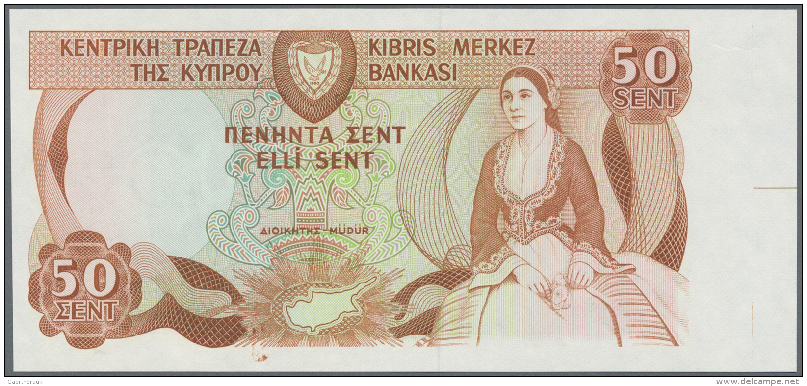 Cyprus / Zypern: Set Of 2 Proof Prints Of 50 Cent ND P. 42(p). The First Proof Has A Complete Printed Front And Back But - Cipro