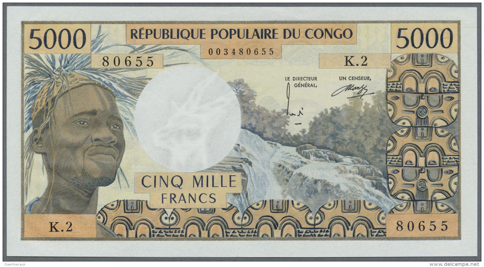 Congo / Kongo: Congo: 5000 Francs ND(1974 &amp; 1978), P.4b In Perfect UNC Condition With The Normal Slightly Wavy Paper - Non Classés