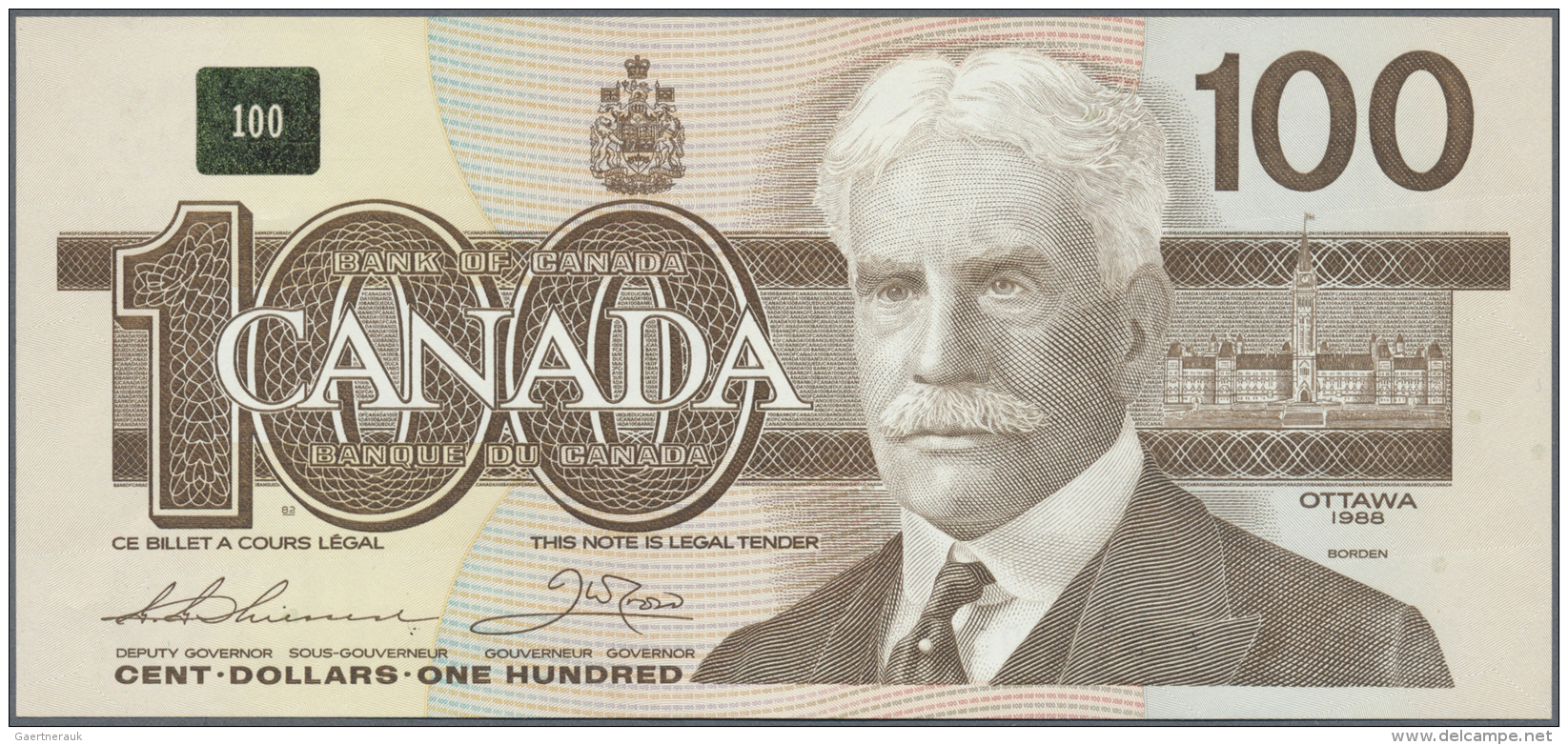 Canada: Set With 7 Banknotes 2 X 5 Dollars 1986 With Serial ANA0000046 And ENA 0000046, 10 Dollars 1989 With Serial ADA0 - Canada