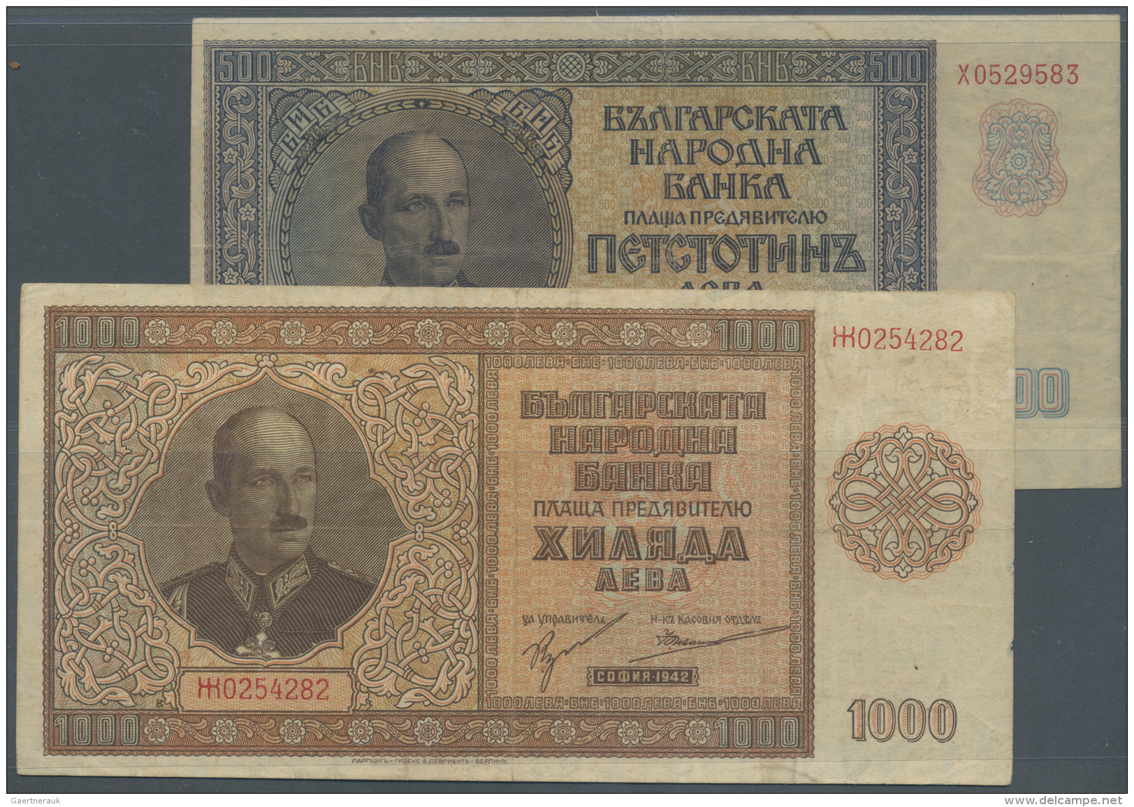 Bulgaria / Bulgarien: Pair With 500 And 1000 Leva 1942, P.60, 61, Both In Used Condition With Several Folds And Stained - Bulgarie