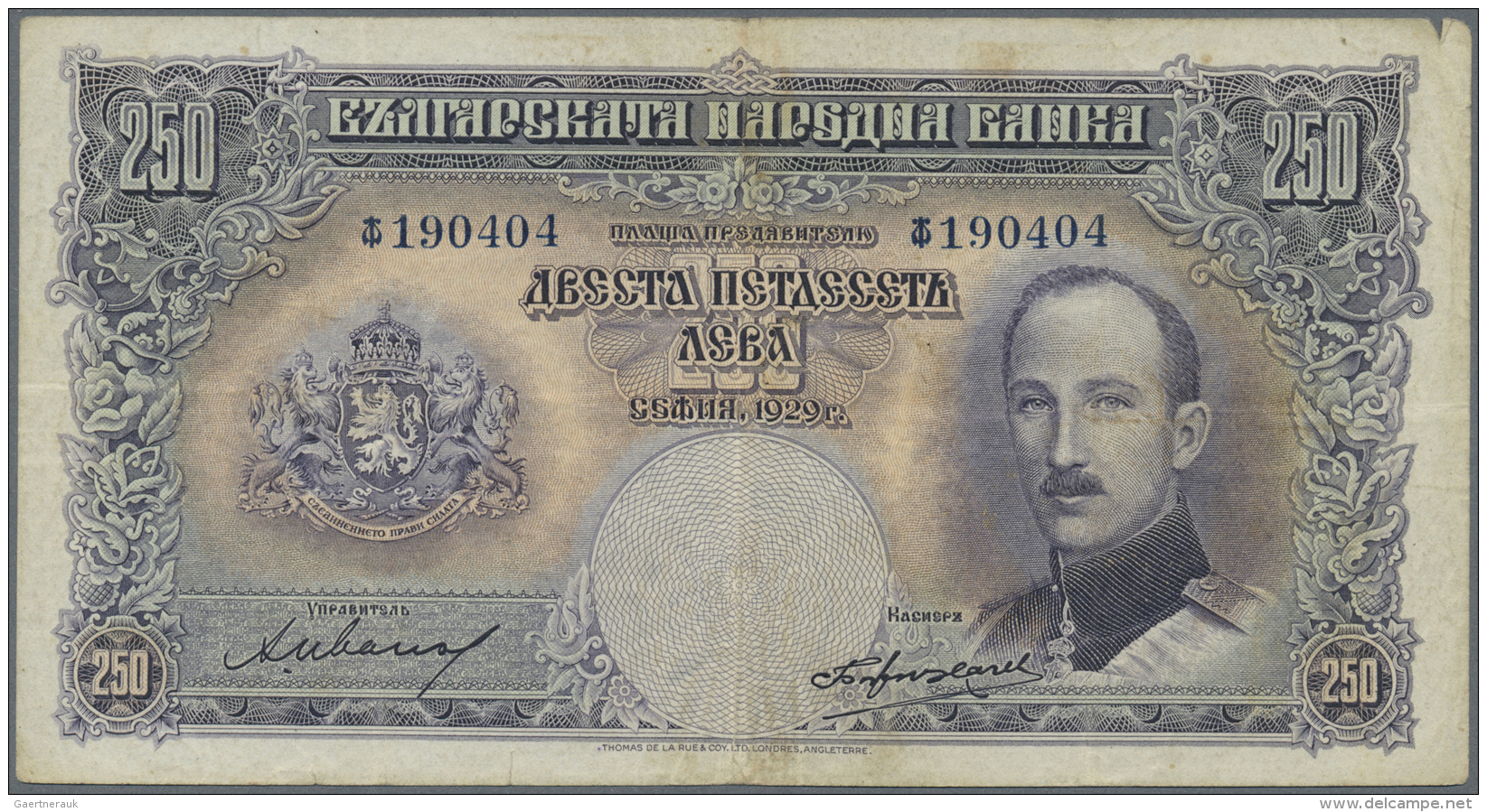 Bulgaria / Bulgarien: Pair Of The 250 Leva 1929, P.51, Both Notes In Fine Condition With Stained Paper, Several Folds An - Bulgarie