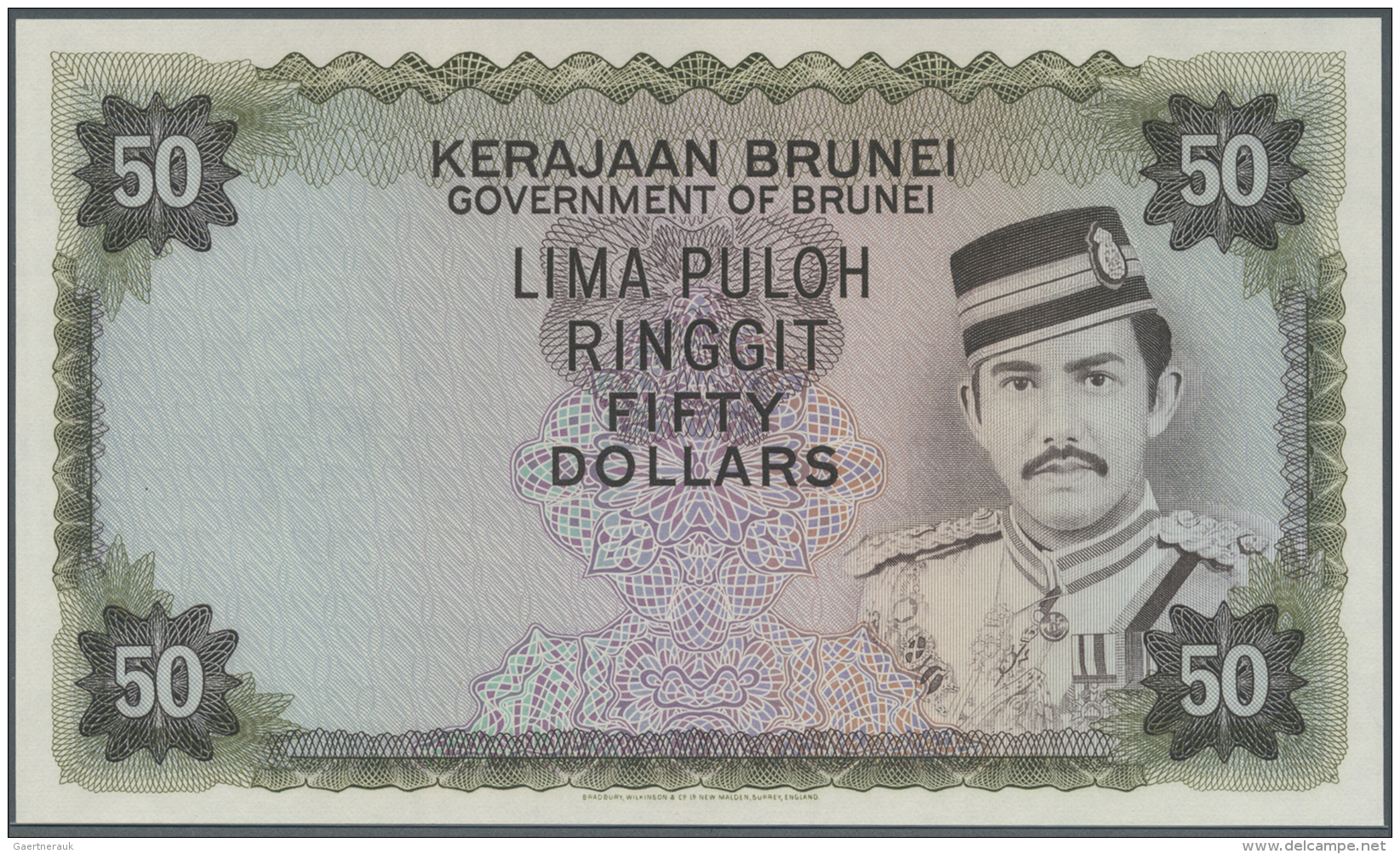 Brunei: Very Rare Proof Print Of 50 Ringgit ND(1972-88) P. 9p, Printed W/o Signatures And Serial Numbers, With Watermark - Brunei