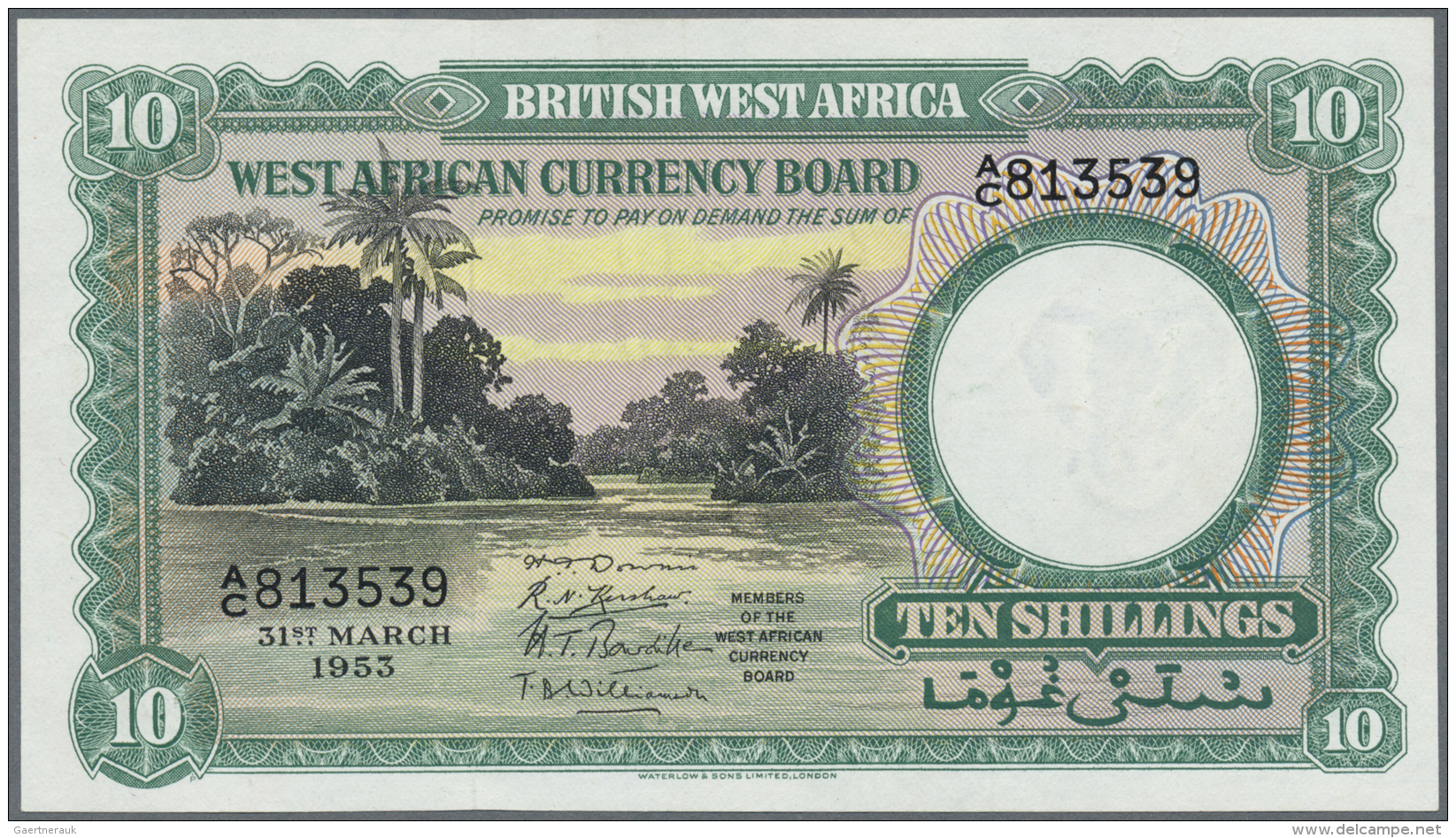 British West Africa: 10 Shillings March 31st 1953, P.9a In Excellent Condition With A Very Soft Vertical Fold At Center - Autres - Afrique