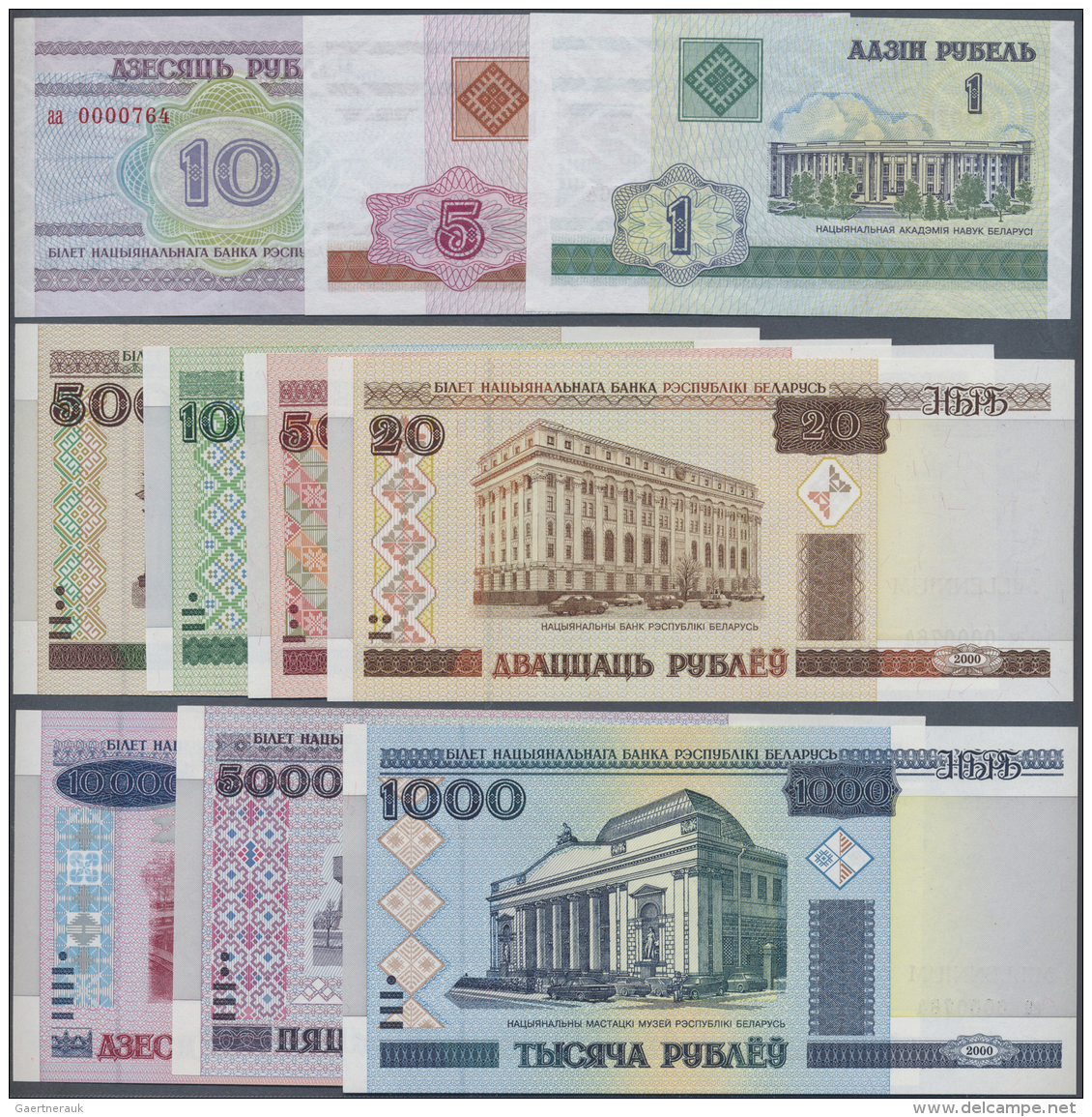 Belarus: Original Folder Of The Belarus State Bank Commemorating The Millennium With 10 Banknotes 1 - 10.000 Rubles, All - Bielorussia