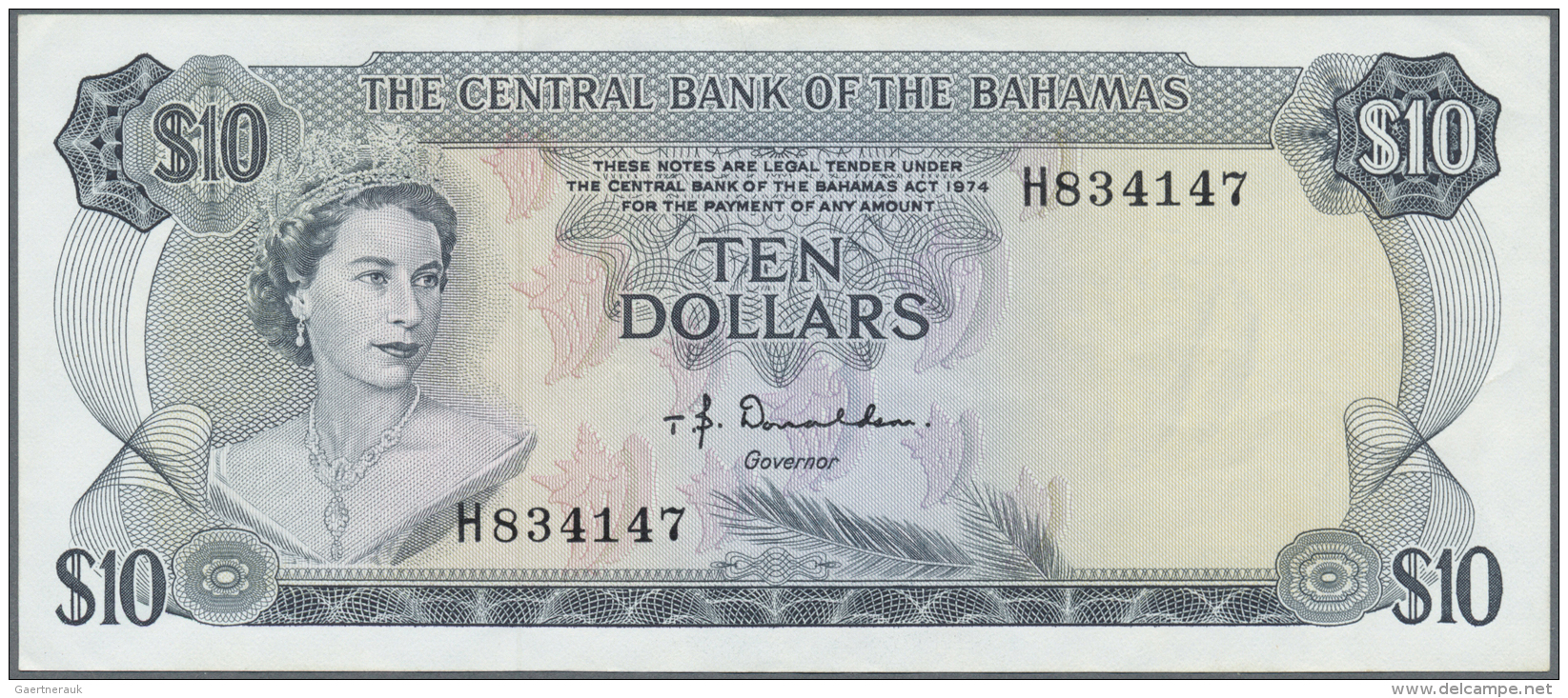 Bahamas: 10 Dollars L.1974 P. 38a, Light Center Fold And Handling (light Dints) In Paper, No Holes Or Tears, Crisp Paper - Bahamas