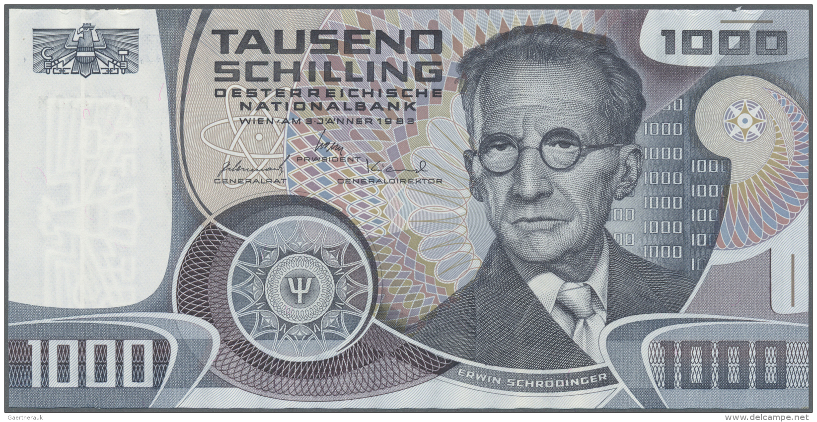 Austria / &Ouml;sterreich: 1000 Schilling 1983, P.152 With Portrait Of Erwin Schr&ouml;dinger In Nearly Perfect Conditio - Austria