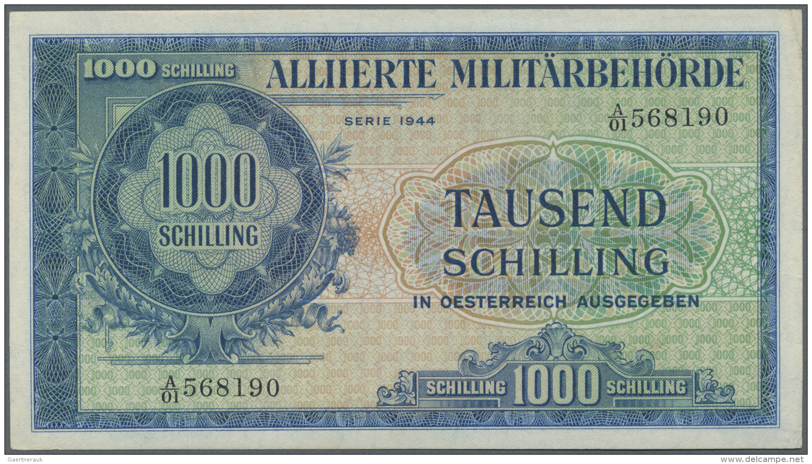 Austria / &Ouml;sterreich: 1000 Schilling 1944 P. 11, Light Center Fold And Handling In Paper But Still Very Crisp Paper - Autriche