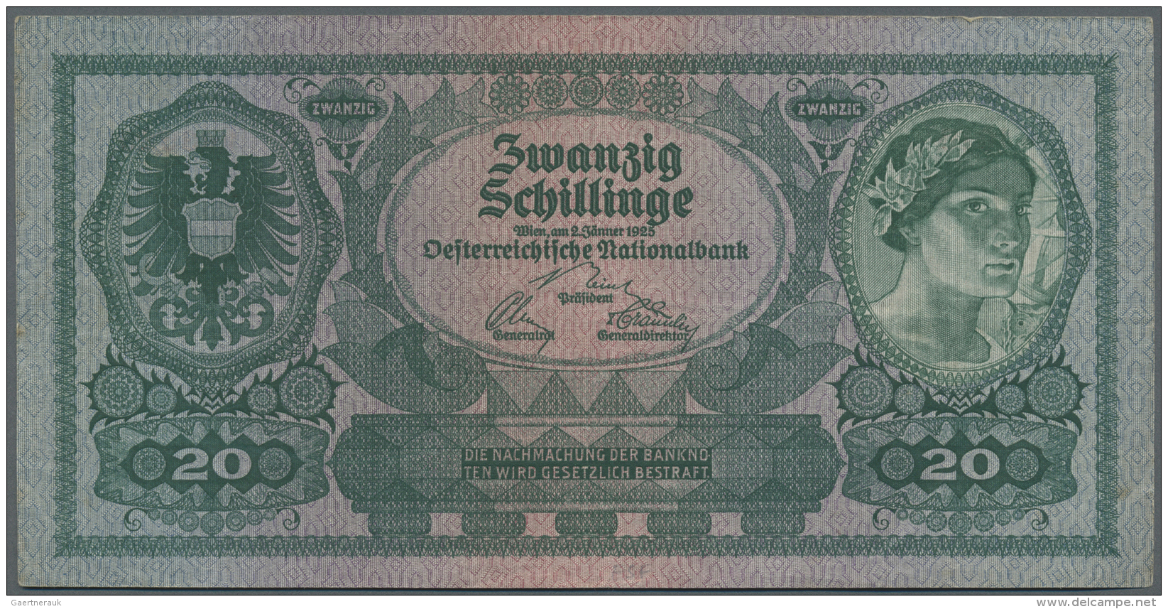 Austria / &Ouml;sterreich: 20 Schillings 1925 P. 90, Used With Folds And Creases But No Holes Or Tears, Still Crispness - Autriche