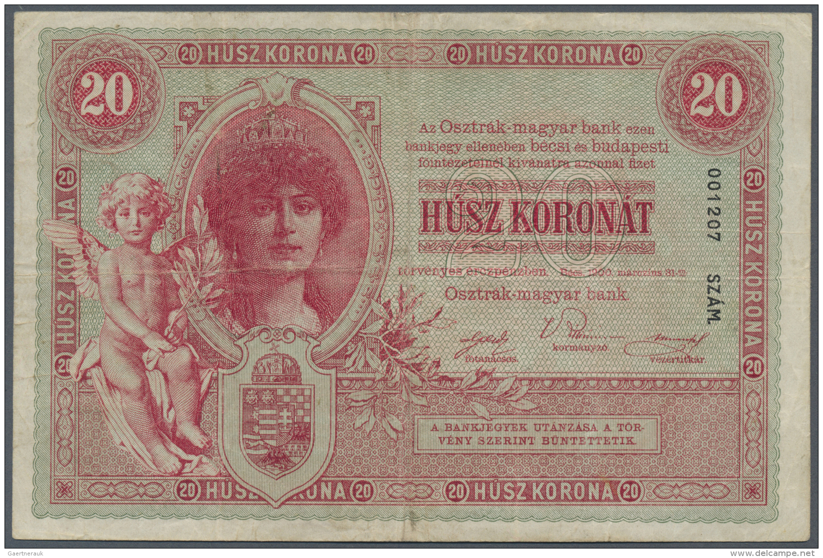 Austria / &Ouml;sterreich: 20 Kronen 1900 P. 5, Used With Vertical And Horizontal Folds, No Holes Or Tears, Still Strong - Autriche