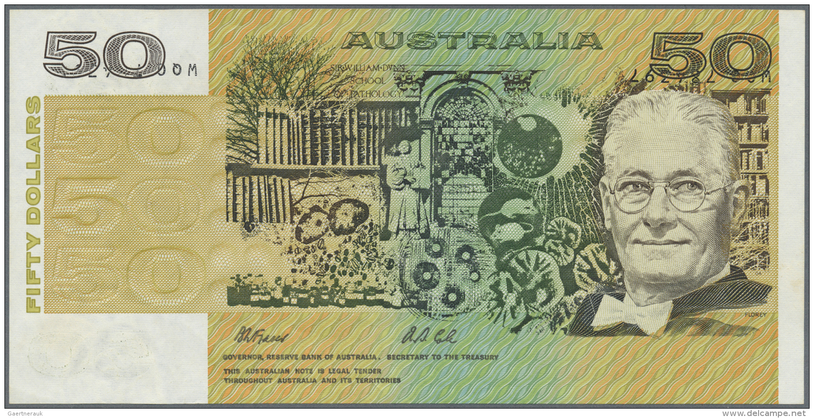 Australia / Australien: 50 Dollars ND(1973-94) Sign. Fraser &amp; Cole P. 47h With Error Print, The Serial Number Is Pri - Altri & Non Classificati