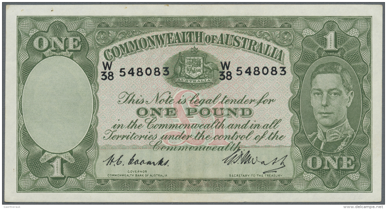 Australia / Australien: 1 Pound ND P. 26c, Unfolded, Only Very Minor Handling In Paper, No Holes Or Tears, Crisp, Condit - Autres & Non Classés