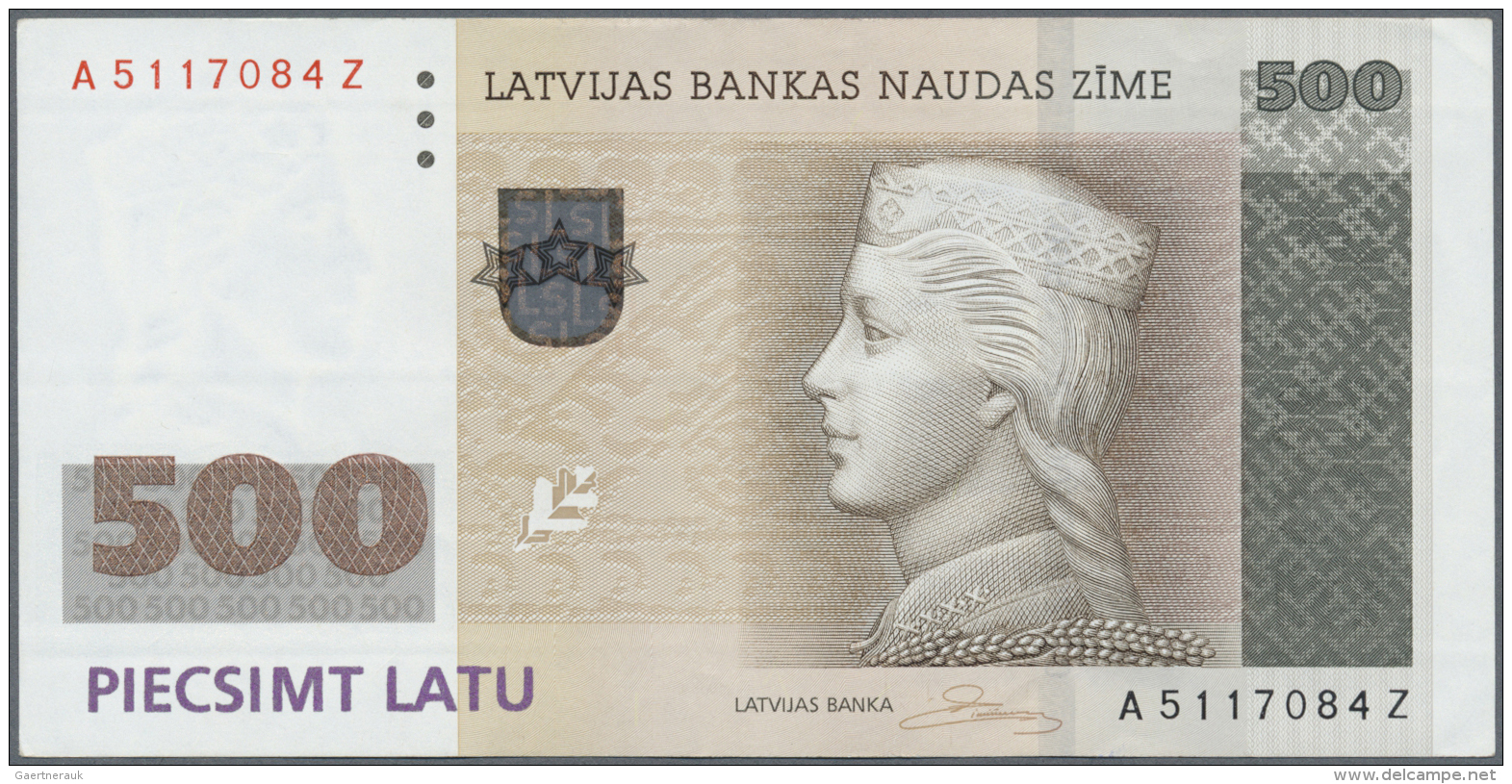 Latvia /Lettland: 500 Latu 2008 REPLACEMENT "AZ" P. 58r, Sign. Rimsevics, Traces Of Banknote Sorting Machine And Light V - Lettonie