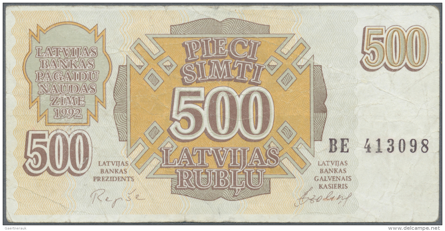 Latvia /Lettland: 500 Rublu 1992 P. 42, Series BE, Error W/o Watermark In Paper, Circulated Note With Folds And Creases - Lettonie